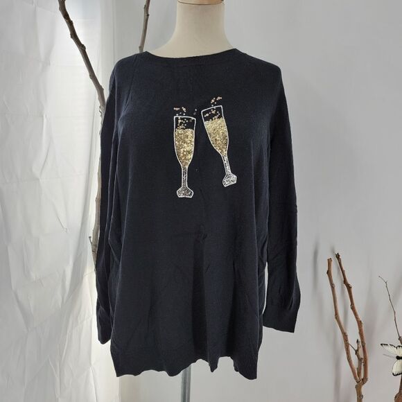 Lane bryant sequined champagne sweater - Picture 1 of 7